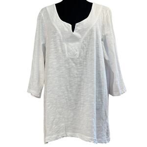 Avenue The New Zip 3/4 Sleeve Tunic Top Beach Cover Plus Size 18-20 White Cotton